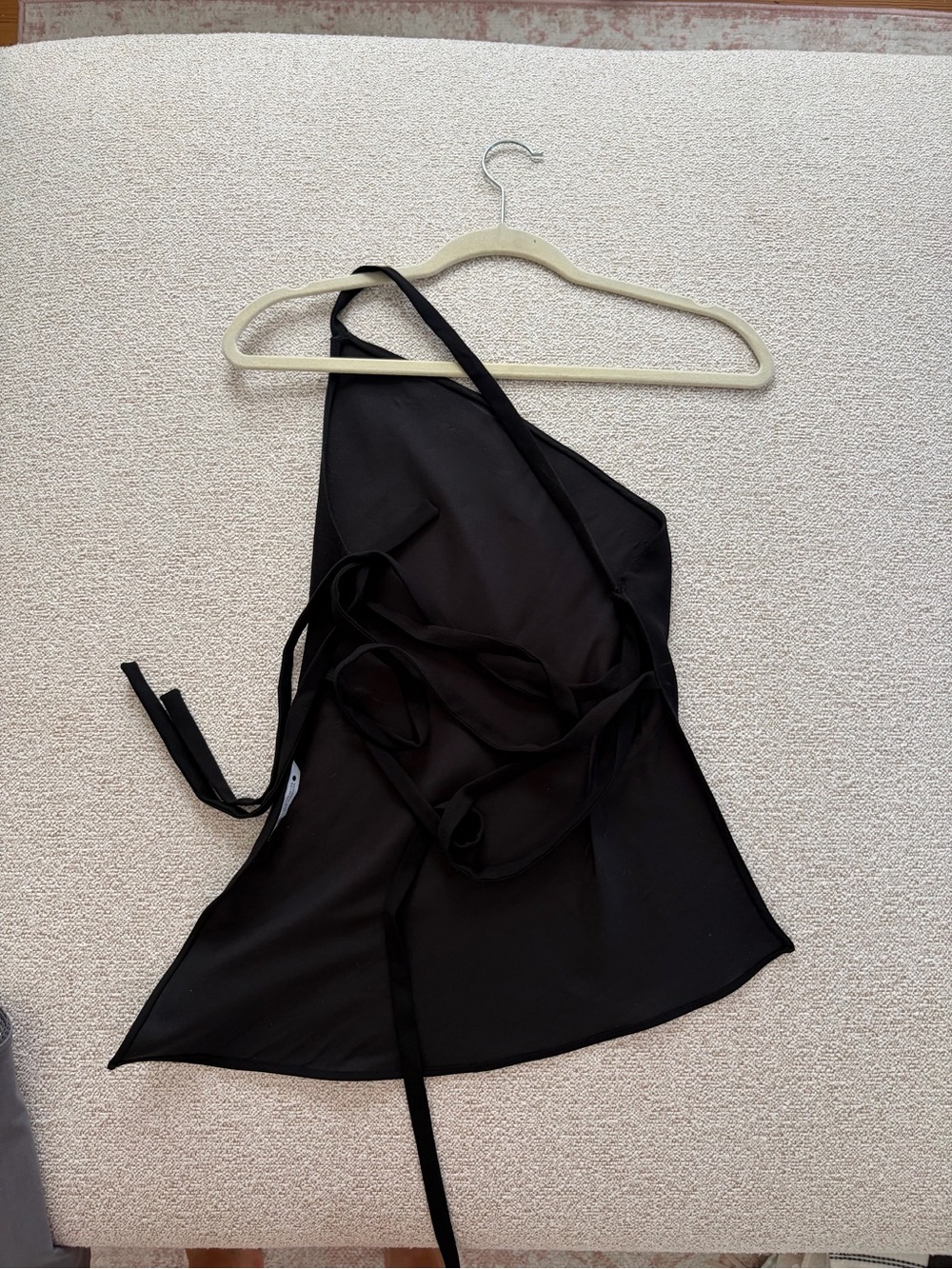 Black Open Back One-Shoulder Wrap Top